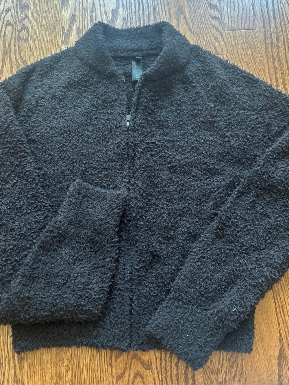 Skims Cozy Black Sherpa Zip-Up Jacket